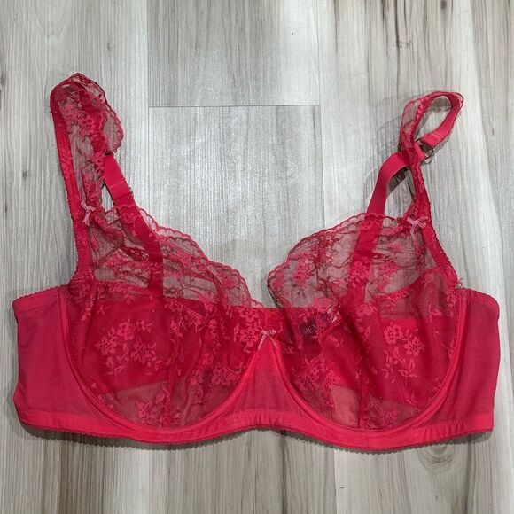 Adore Me Pink Lace Semi Sheer Bra Women’s 44G - Picture 1 of 4